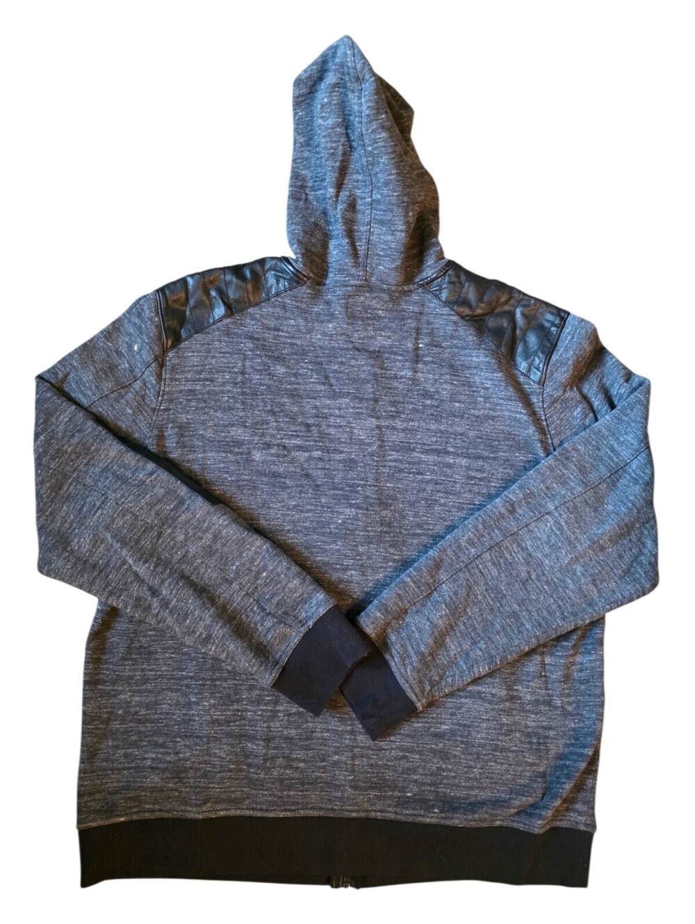 Rock & Republic Hoodie Mens XL Full Zip Gray Moto Quilted Hooded Jacket - Picture 6 of 11